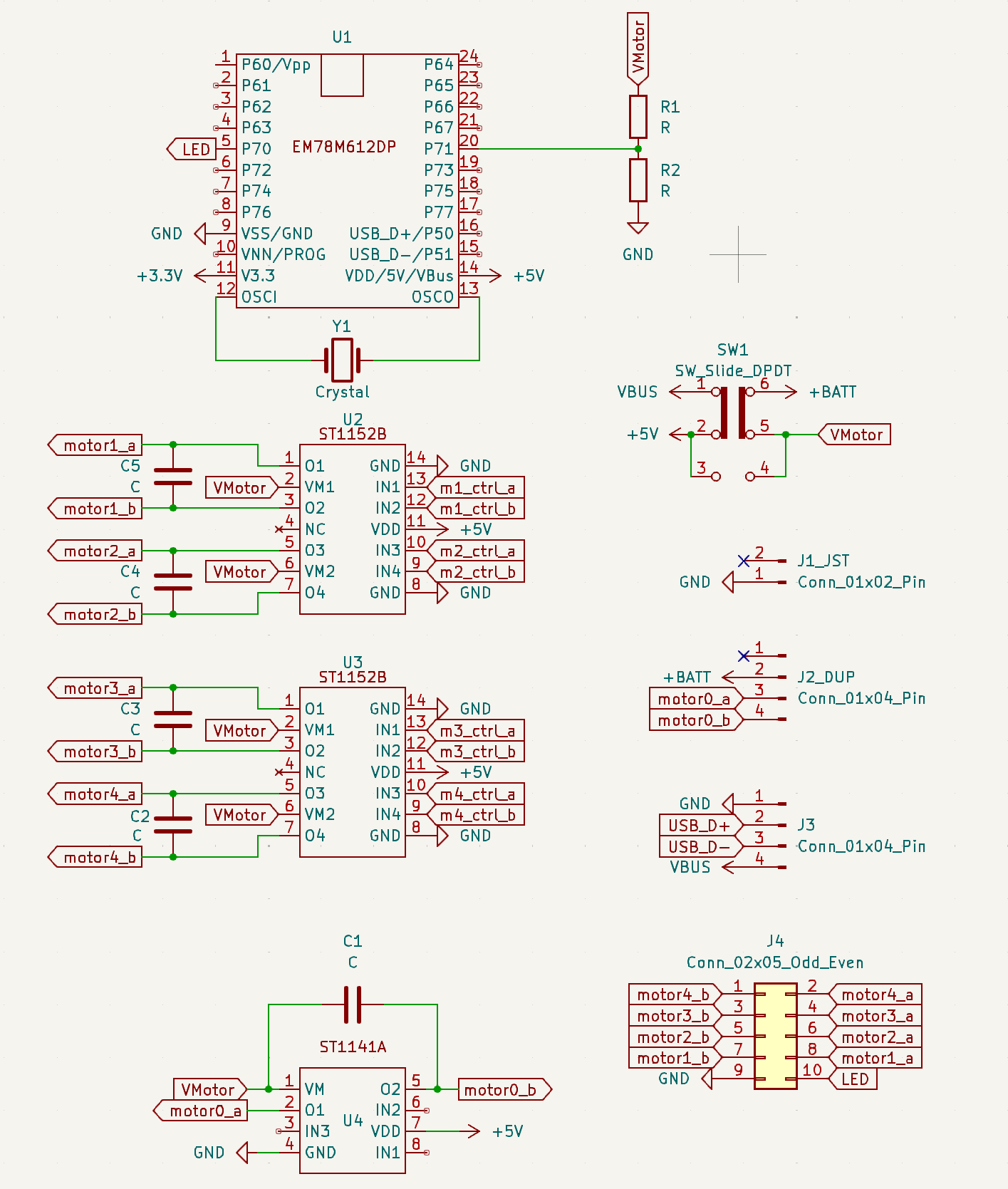 Incomplete OWI Edge USB Robot Arm Board circuit diagram
