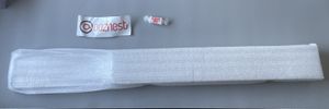 An Ooznest sticker and a pack of Love Hearts sweets sat on top of the foam-wrapped extrusion